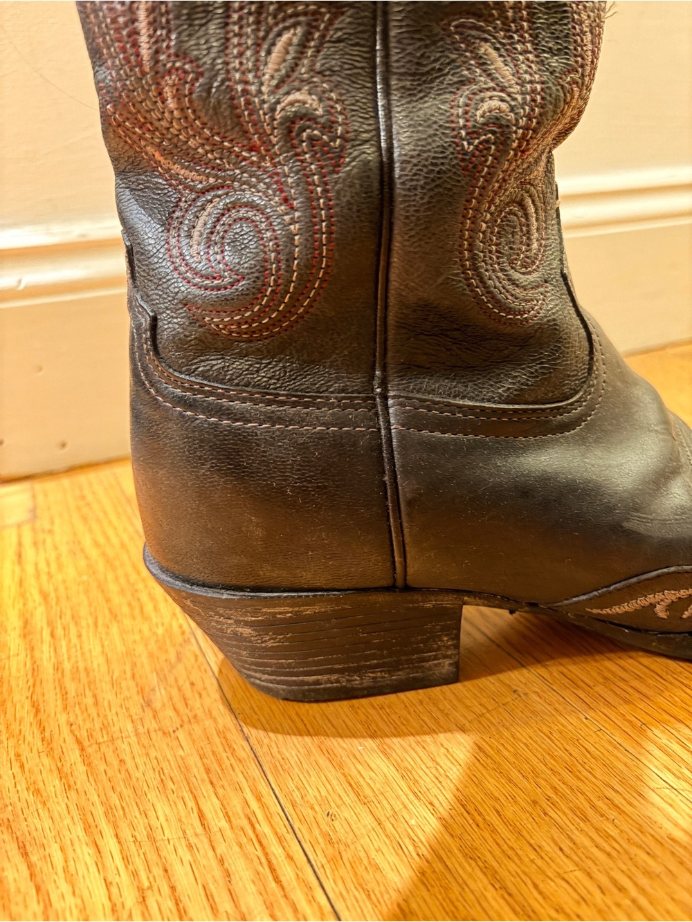Women’s Dark Brown Leather Ariat Heritage Western J-Toe Wingtip Cowboy Boots - Picture 10 of 16